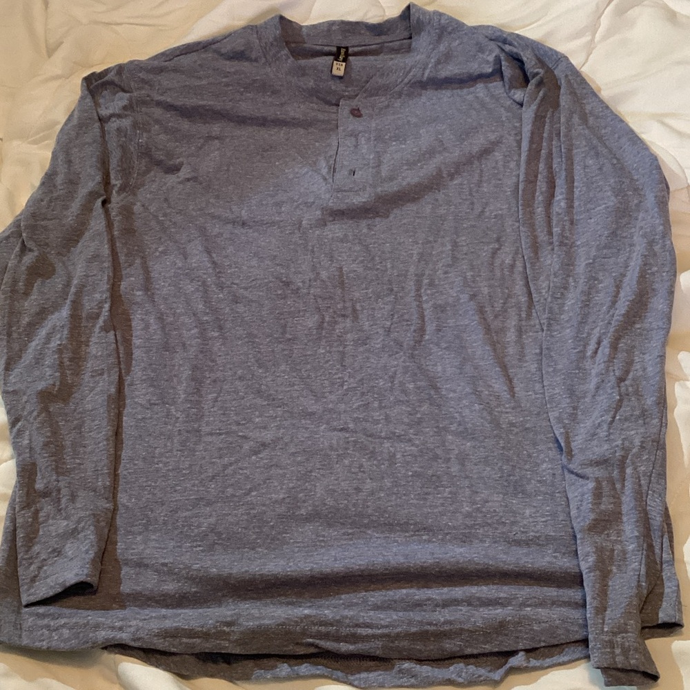 Men's Classic Blue Henley Long Sleeve Shirt